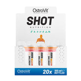 OstroVit L-Carnitine 5000 Shot display with 20 bottles, each 100 ml, showcasing concentrated L-carnitine for energy.